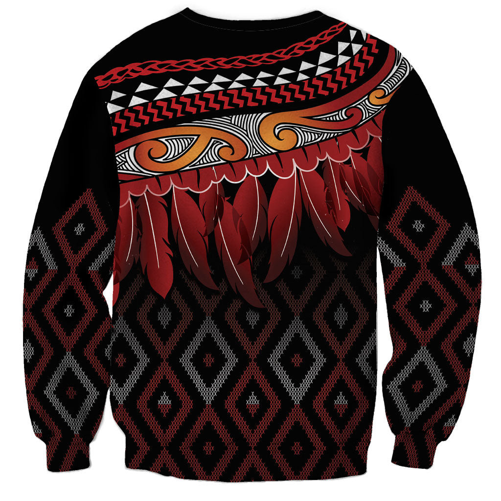 Aotearoa Maori Ngapuhi Iwi Sweatshirt Korowai Tukutuku Kaokao Motifs LT7 - Polynesian Pride
