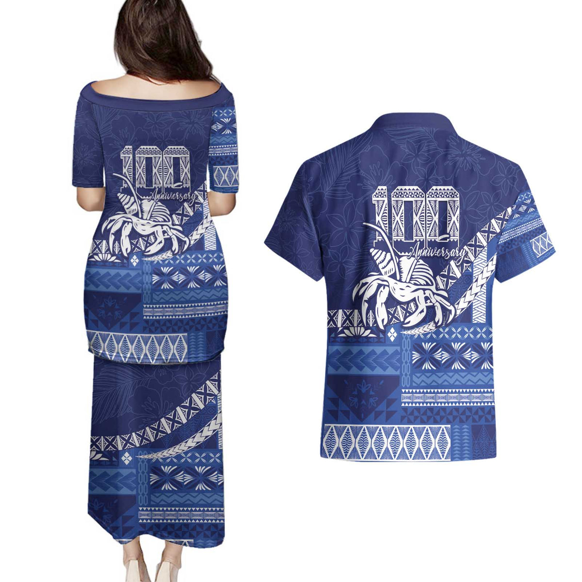 Queen Salote College 100th Anniversary Couples Matching Puletasi and Hawaiian Shirt QSC Royal Girls LT7 - Polynesian Pride