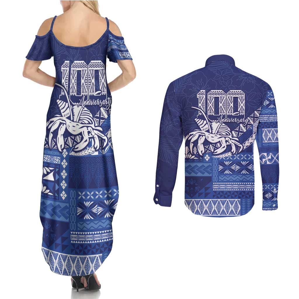 Queen Salote College 100th Anniversary Couples Matching Summer Maxi Dress and Long Sleeve Button Shirt QSC Royal Girls LT7 - Polynesian Pride