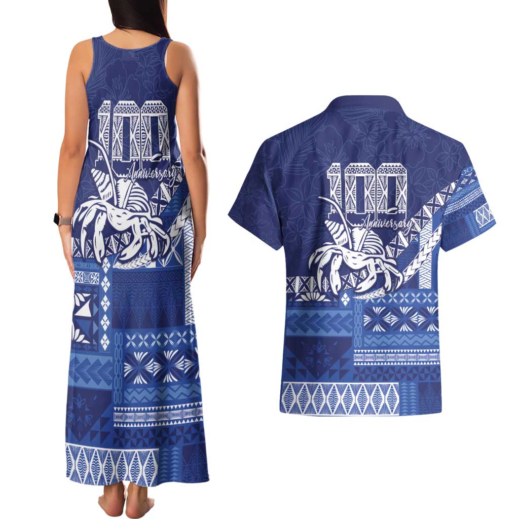 Queen Salote College 100th Anniversary Couples Matching Tank Maxi Dress and Hawaiian Shirt QSC Royal Girls LT7 - Polynesian Pride