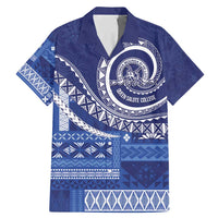 Queen Salote College 100th Anniversary Family Matching Mermaid Dress and Hawaiian Shirt QSC Royal Girls LT7 Dad's Shirt - Short Sleeve Royal Blue - Polynesian Pride