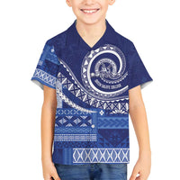 Queen Salote College 100th Anniversary Family Matching Puletasi and Hawaiian Shirt QSC Royal Girls LT7 Son's Shirt Royal Blue - Polynesian Pride