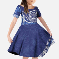 Queen Salote College 100th Anniversary Family Matching Short Sleeve Bodycon Dress and Hawaiian Shirt QSC Royal Girls LT7 Daughter's Dress Royal Blue - Polynesian Pride