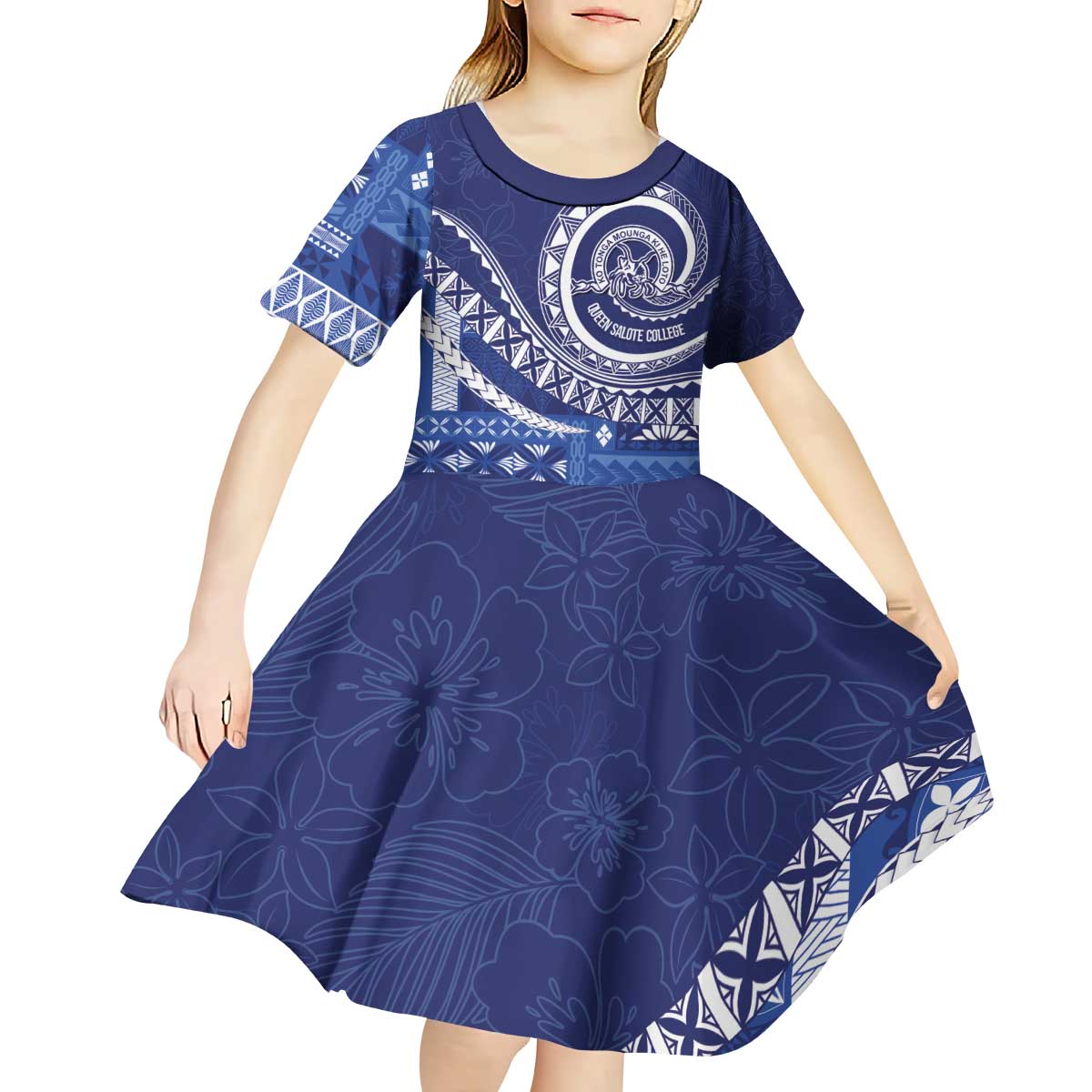 Queen Salote College 100th Anniversary Kid Short Sleeve Dress QSC Royal Girls LT7 - Polynesian Pride