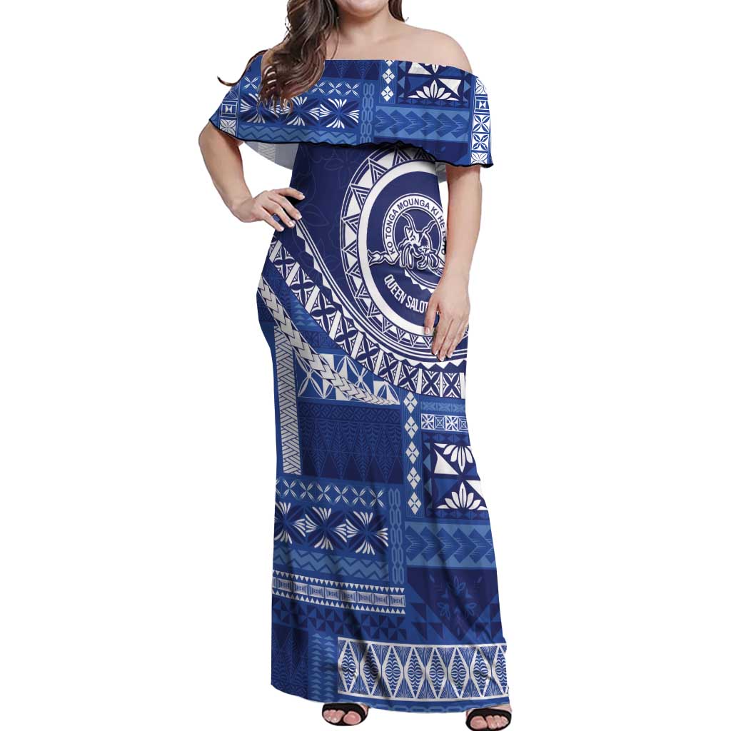 Queen Salote College 100th Anniversary Off Shoulder Maxi Dress QSC Royal Girls LT7 Women Royal Blue - Polynesian Pride