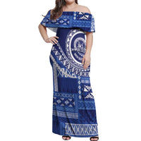 Queen Salote College 100th Anniversary Off Shoulder Maxi Dress QSC Royal Girls LT7 Women Royal Blue - Polynesian Pride