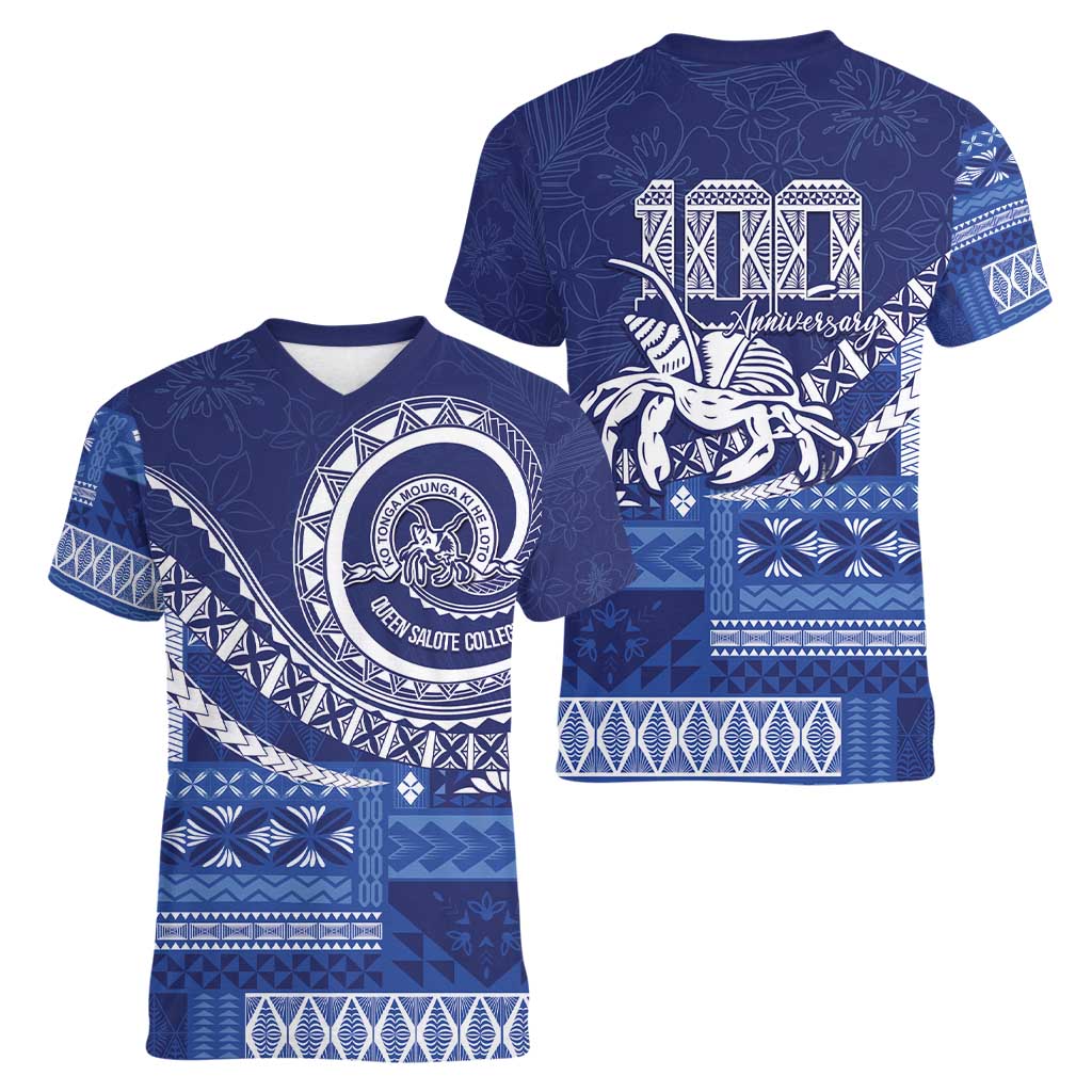 Queen Salote College 100th Anniversary Women V-Neck T-Shirt QSC Royal Girls LT7 - Polynesian Pride