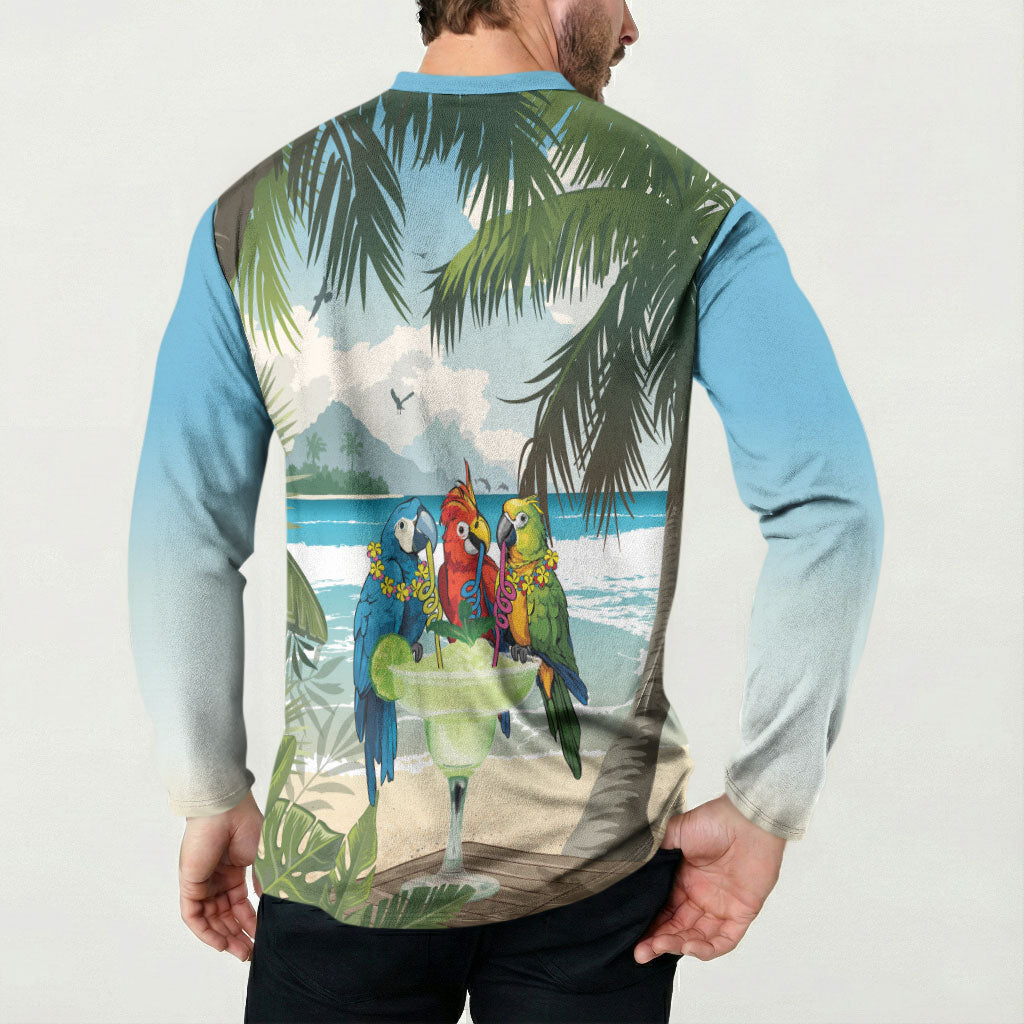 Wish You A Merry Martini Christmas Button Sweatshirt Cocktail Parrot-dise LT7 - Polynesian Pride
