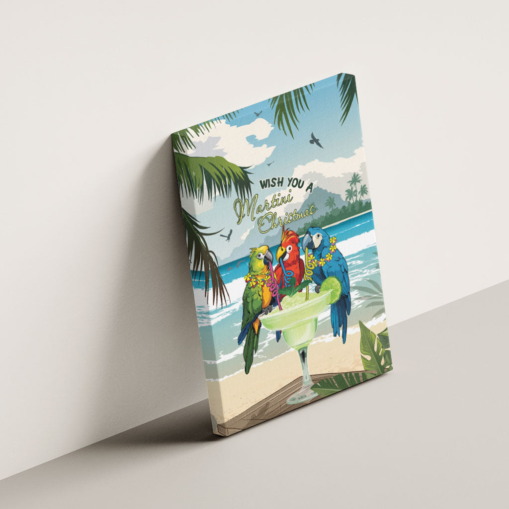 Wish You A Merry Martini Christmas Canvas Wall Art Cocktail Parrot-dise LT7 - Polynesian Pride