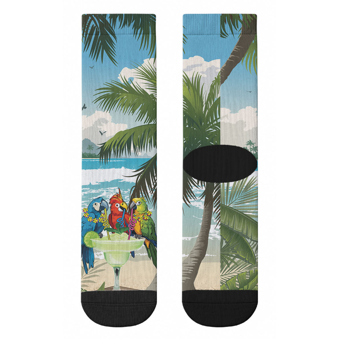 Wish You A Merry Martini Christmas Crew Socks Cocktail Parrot-dise LT7 - Polynesian Pride