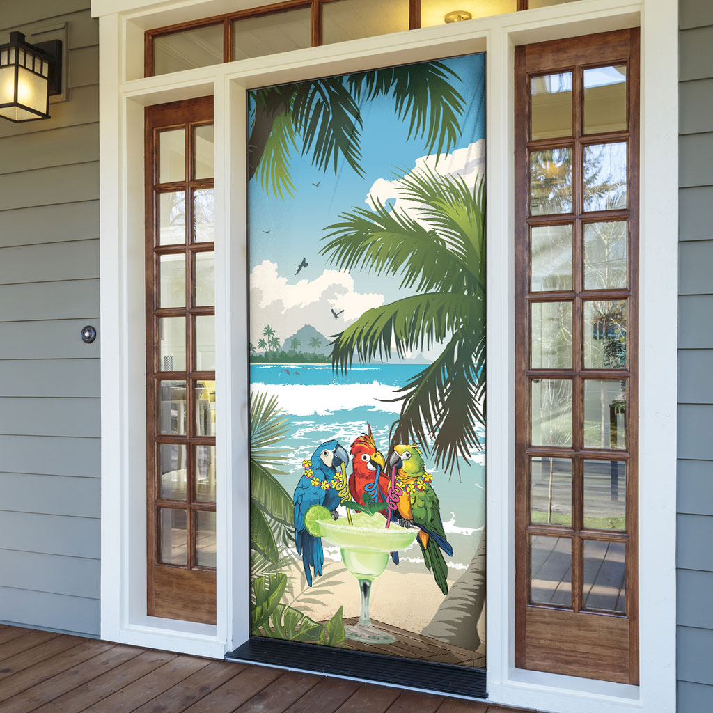 Wish You A Merry Martini Christmas Door Cover Cocktail Parrot-dise LT7 - Polynesian Pride