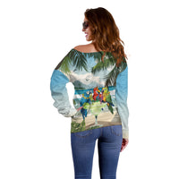 Wish You A Merry Martini Christmas Off Shoulder Sweater Cocktail Parrot-dise LT7 - Polynesian Pride