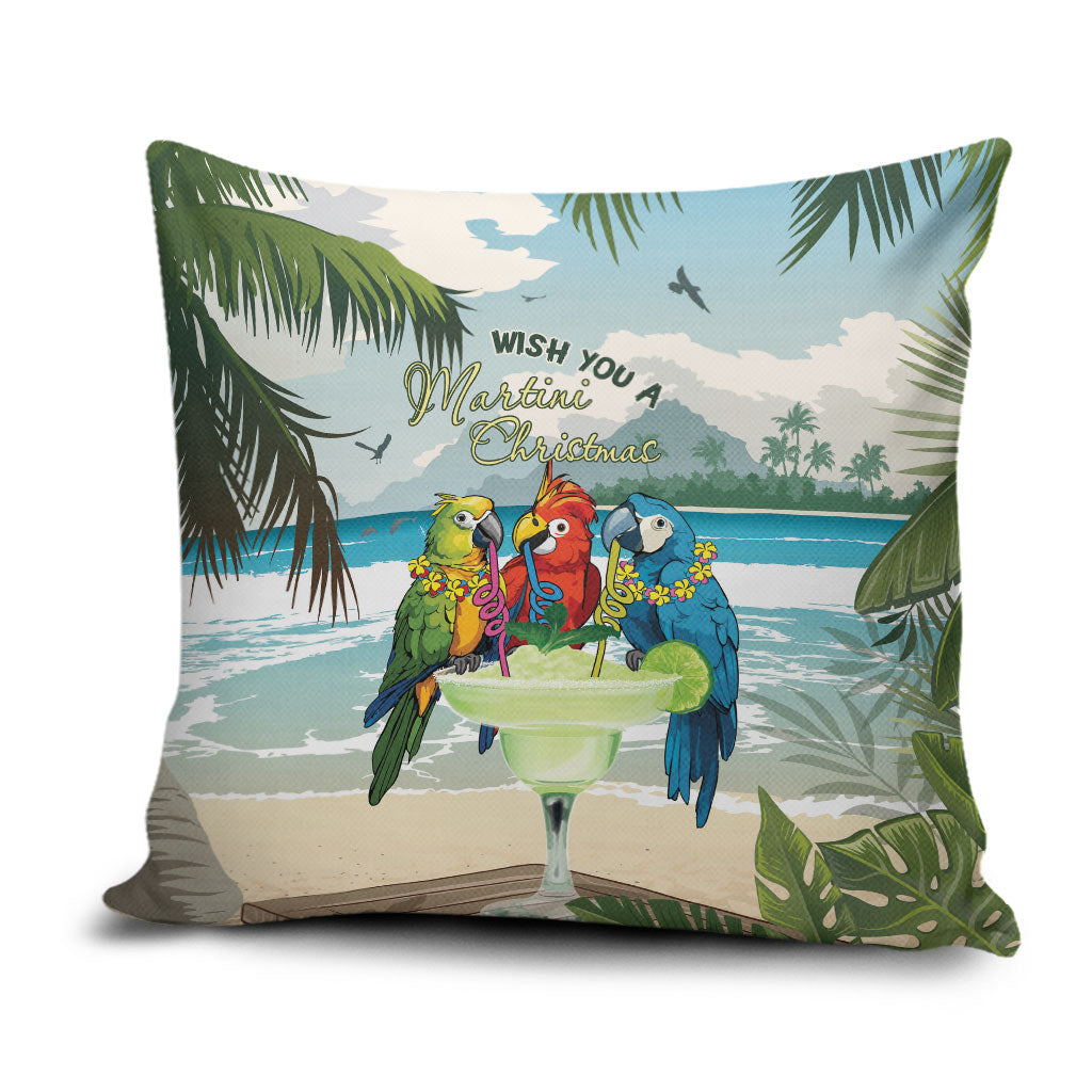 Wish You A Merry Martini Christmas Pillow Cover Cocktail Parrot-dise