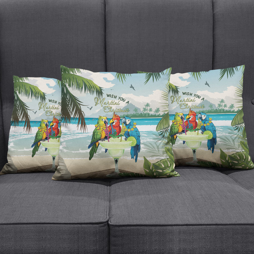 Wish You A Merry Martini Christmas Pillow Cover Cocktail Parrot-dise