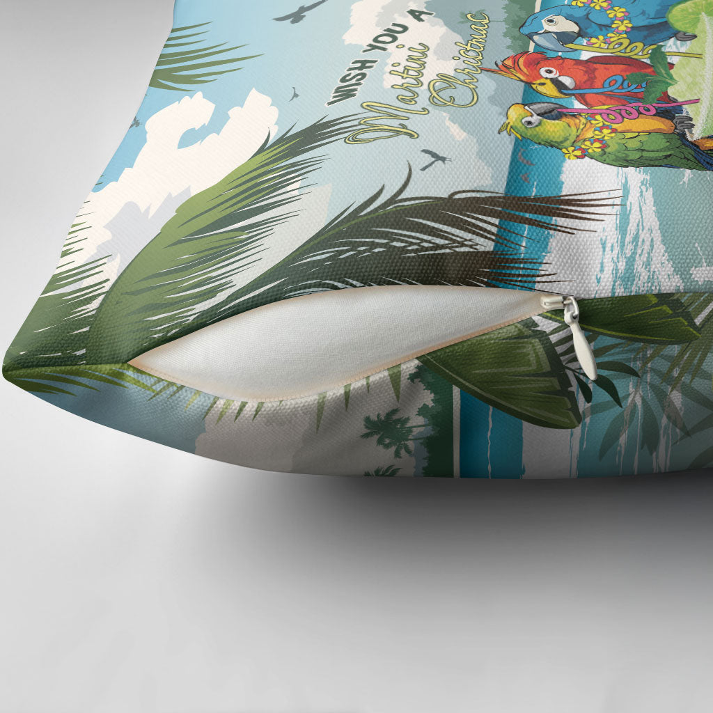 Wish You A Merry Martini Christmas Pillow Cover Cocktail Parrot-dise