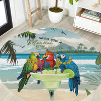 Wish You A Merry Martini Christmas Round Carpet Cocktail Parrot-dise LT7 Multicolor - Polynesian Pride