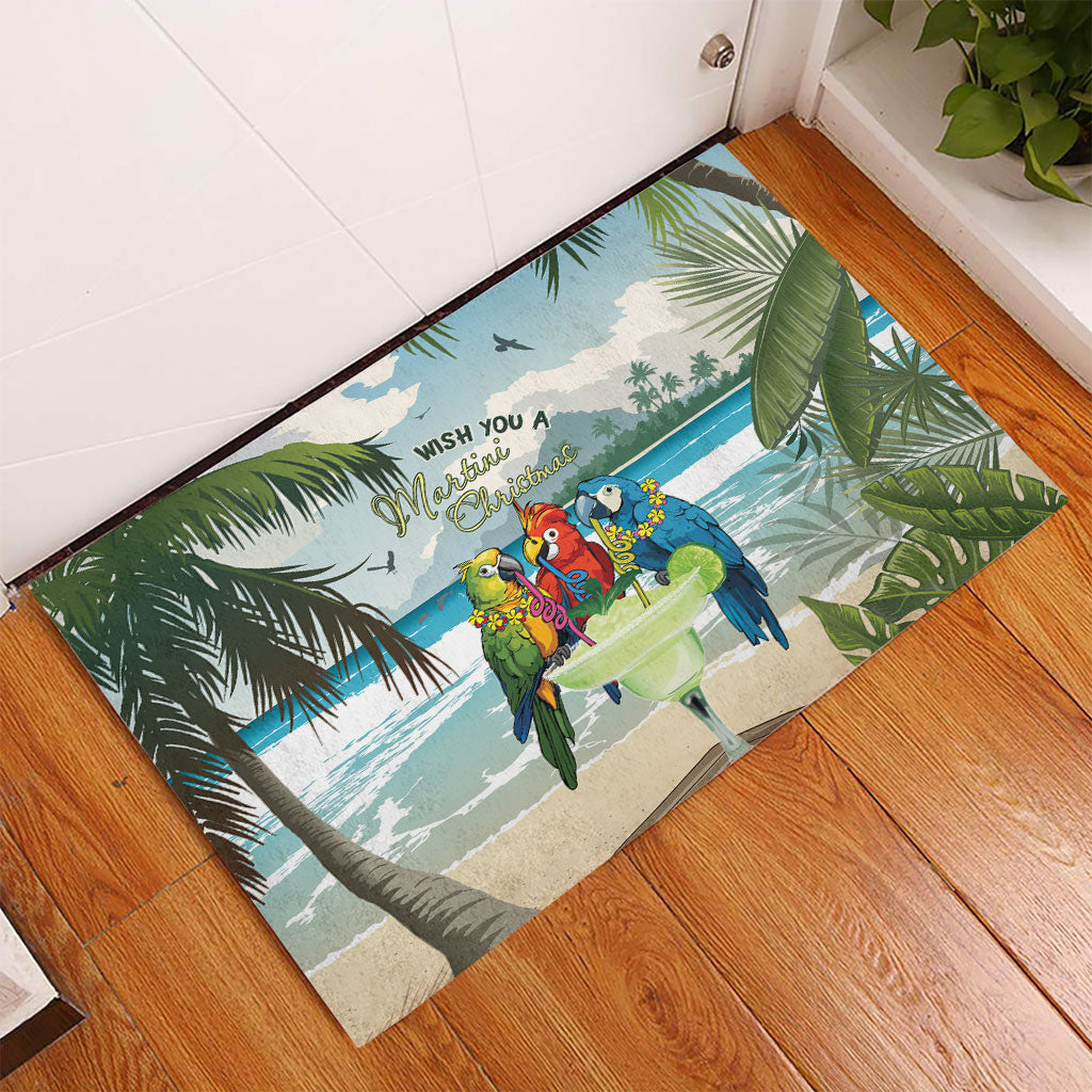 Wish You A Merry Martini Christmas Rubber Doormat Cocktail Parrot-dise