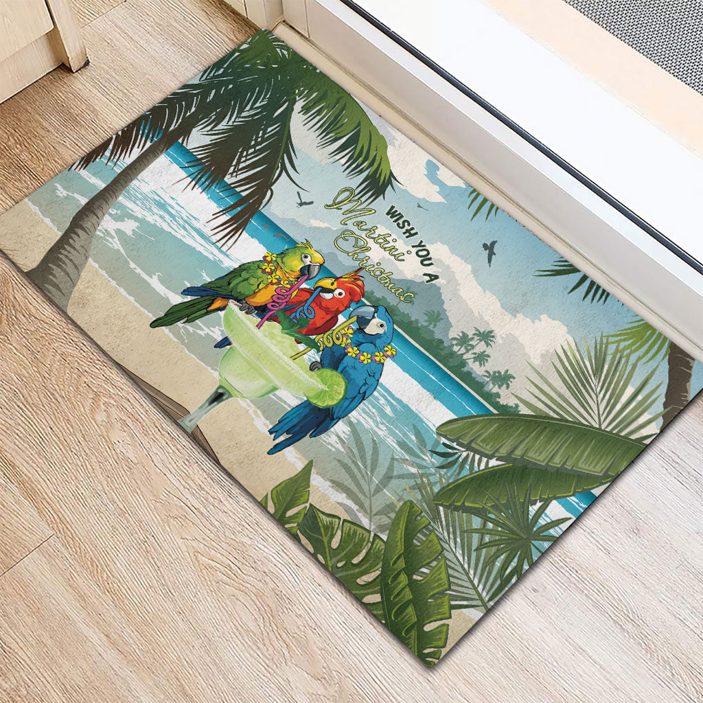 Wish You A Merry Martini Christmas Rubber Doormat Cocktail Parrot-dise