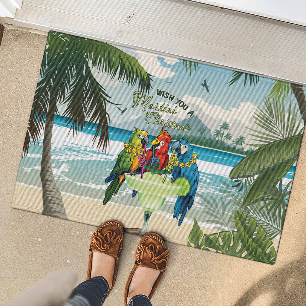 Wish You A Merry Martini Christmas Rubber Doormat Cocktail Parrot-dise