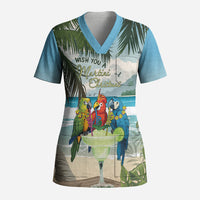 Wish You A Merry Martini Christmas Scrub Top Cocktail Parrot-dise