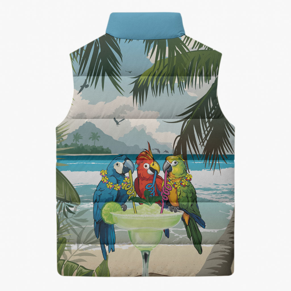 Wish You A Merry Martini Christmas Sleeveless Puffer Jacket Cocktail Parrot-dise