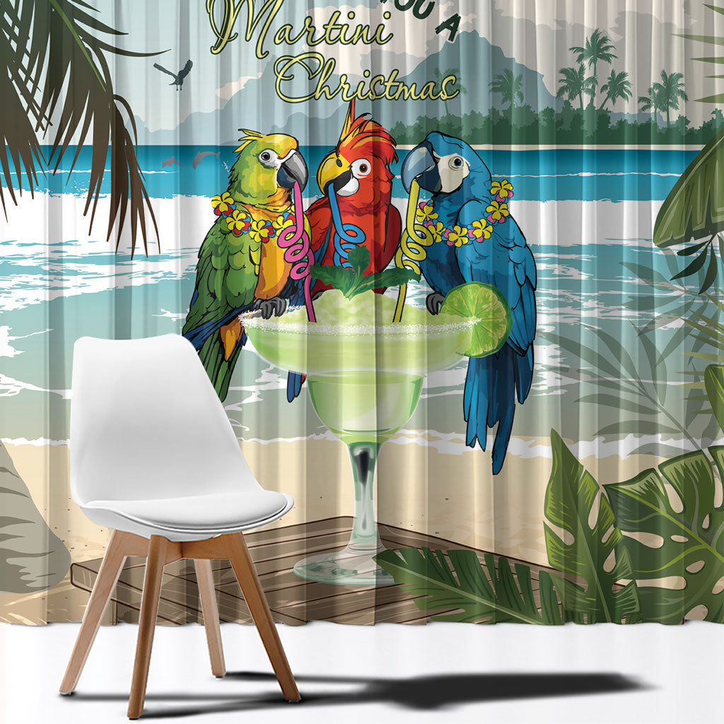 Wish You A Merry Martini Christmas Window Curtain Cocktail Parrot-dise LT7 - Polynesian Pride
