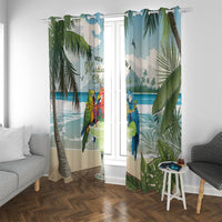 Wish You A Merry Martini Christmas Window Curtain Cocktail Parrot-dise LT7 With Grommets Multicolor - Polynesian Pride
