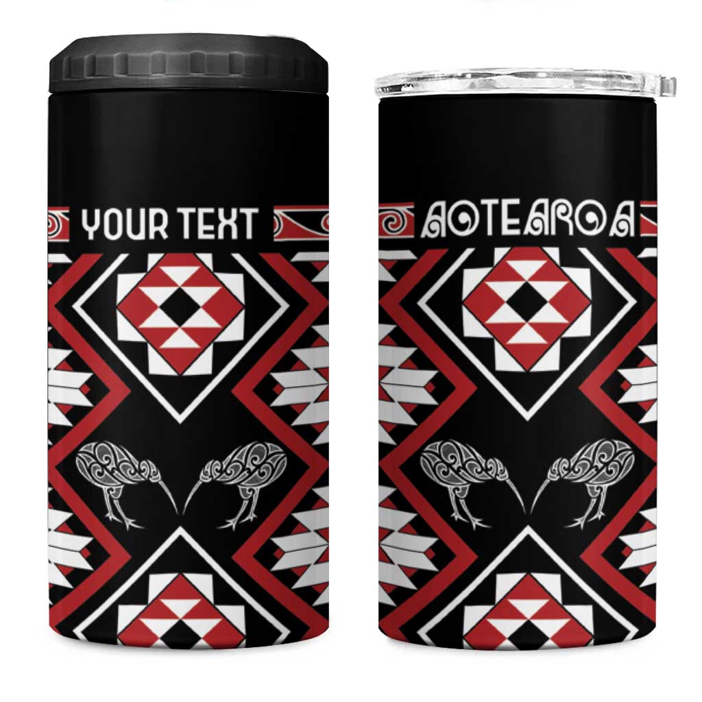 Personalised Taniko Motifs Aotearoa 4 in 1 Can Cooler Tumbler Waitangi Kowhaiwhai Kiwi LT7 One Size: 16 oz Red - Polynesian Pride