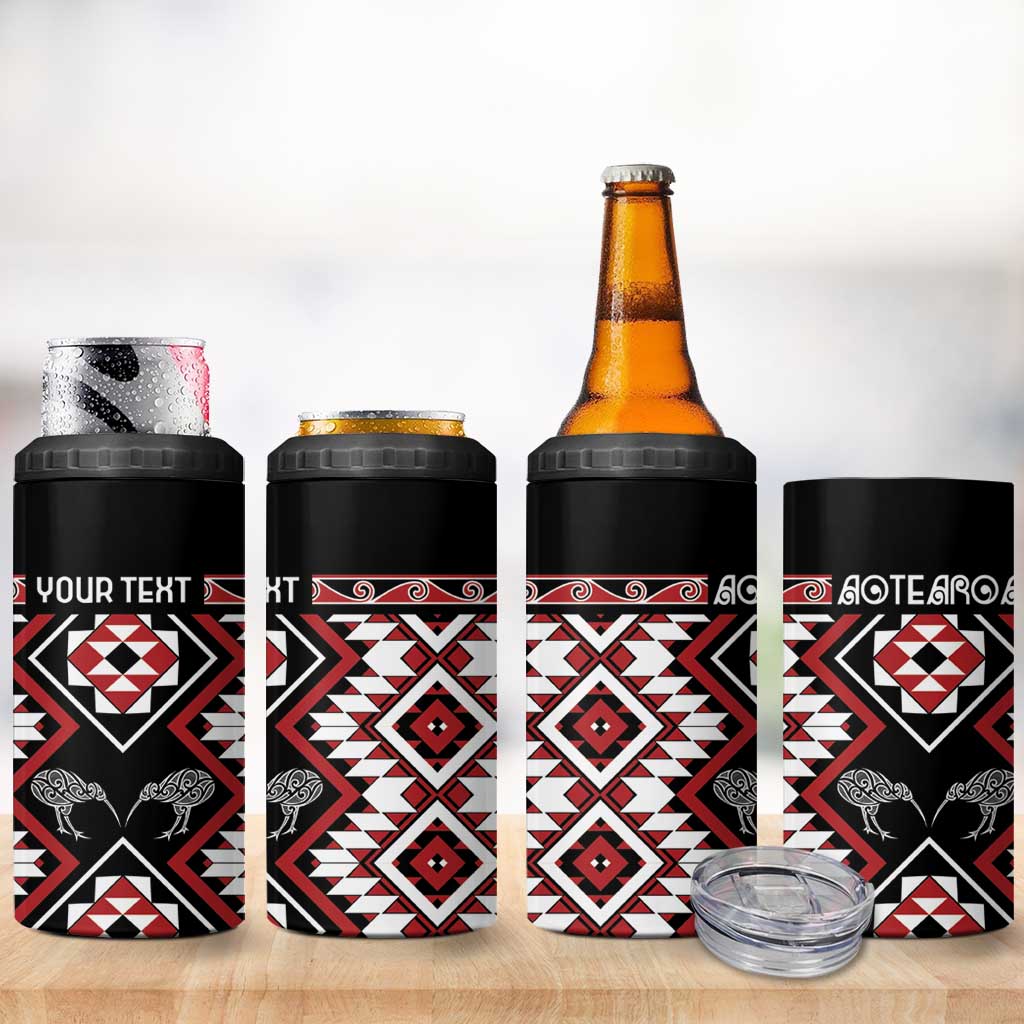 Personalised Taniko Motifs Aotearoa 4 in 1 Can Cooler Tumbler Waitangi Kowhaiwhai Kiwi LT7 - Polynesian Pride