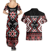 Personalised Taniko Motifs Aotearoa Couples Matching Summer Maxi Dress and Hawaiian Shirt Waitangi Kowhaiwhai Kiwi LT7 - Polynesian Pride