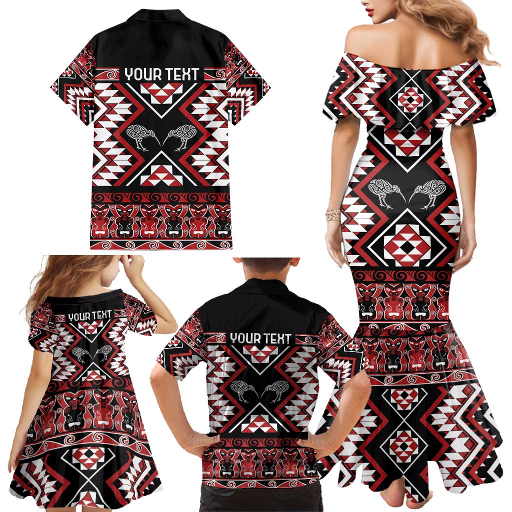 Personalised Taniko Motifs Aotearoa Family Matching Mermaid Dress and Hawaiian Shirt Waitangi Kowhaiwhai Kiwi LT7 - Polynesian Pride