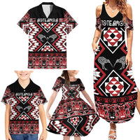 Personalised Taniko Motifs Aotearoa Family Matching Summer Maxi Dress and Hawaiian Shirt Waitangi Kowhaiwhai Kiwi LT7 - Polynesian Pride