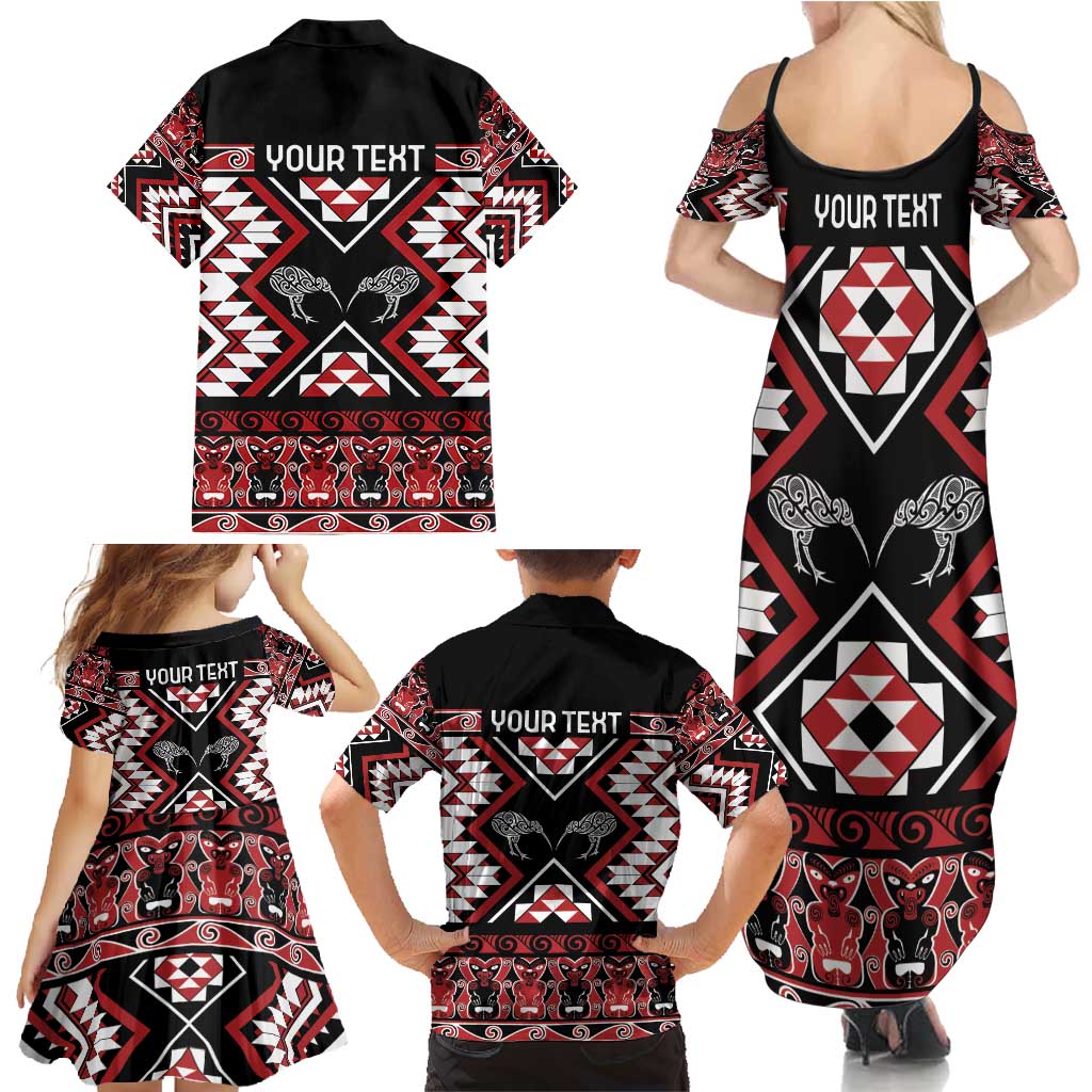 Personalised Taniko Motifs Aotearoa Family Matching Summer Maxi Dress and Hawaiian Shirt Waitangi Kowhaiwhai Kiwi LT7 - Polynesian Pride