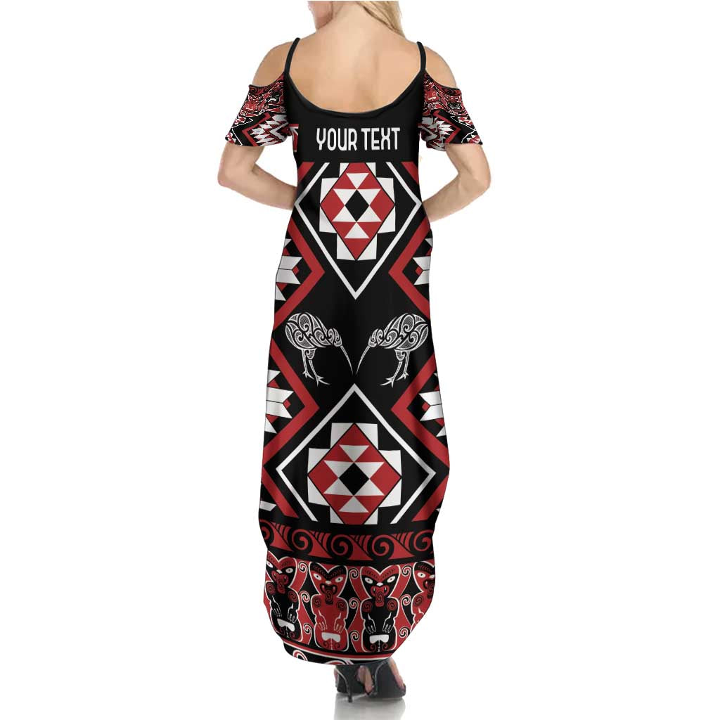 Personalised Taniko Motifs Aotearoa Family Matching Summer Maxi Dress and Hawaiian Shirt Waitangi Kowhaiwhai Kiwi LT7 - Polynesian Pride