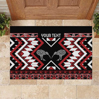 Personalised Taniko Motifs Aotearoa Rubber Doormat Waitangi Kowhaiwhai Kiwi LT7 Red - Polynesian Pride
