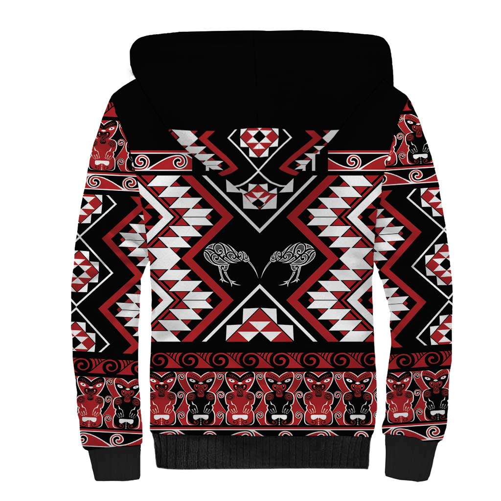 Personalised Taniko Motifs Aotearoa Sherpa Hoodie Waitangi Kowhaiwhai Kiwi LT7 - Polynesian Pride