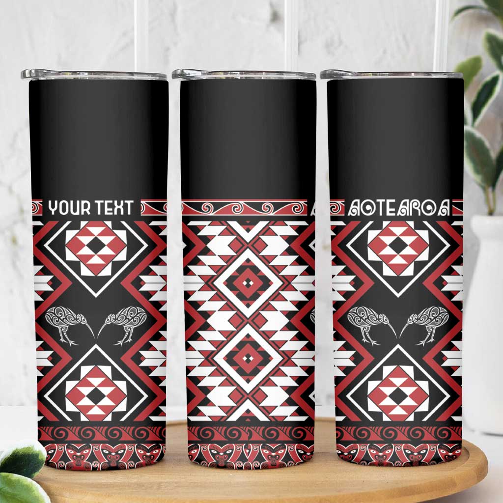 Personalised Taniko Motifs Aotearoa Skinny Tumbler Waitangi Kowhaiwhai Kiwi LT7 - Polynesian Pride
