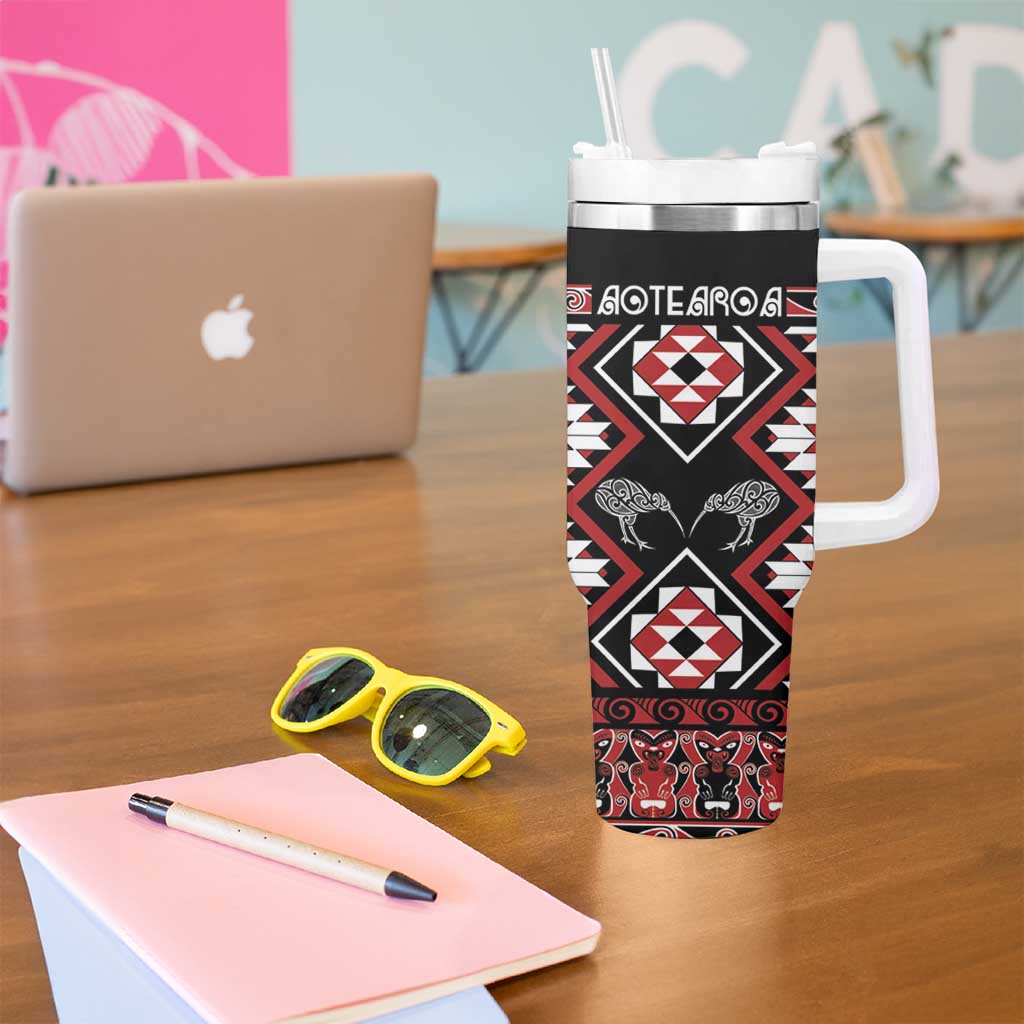 Personalised Taniko Motifs Aotearoa Tumbler With Handle Waitangi Kowhaiwhai Kiwi