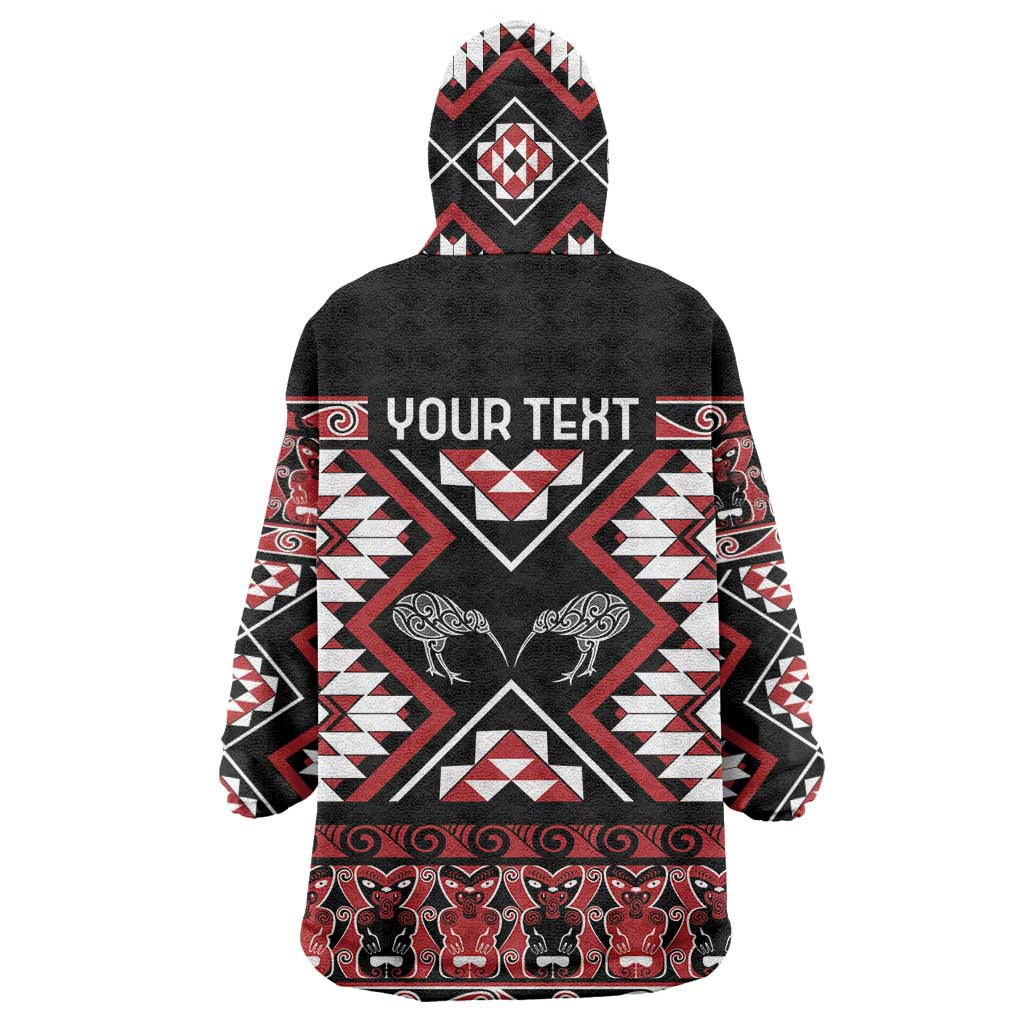 Personalised Taniko Motifs Aotearoa Wearable Blanket Hoodie Waitangi Kowhaiwhai Kiwi LT7 - Polynesian Pride