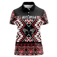 Personalised Taniko Motifs Aotearoa Women Polo Shirt Waitangi Kowhaiwhai Kiwi LT7 Female Red - Polynesian Pride