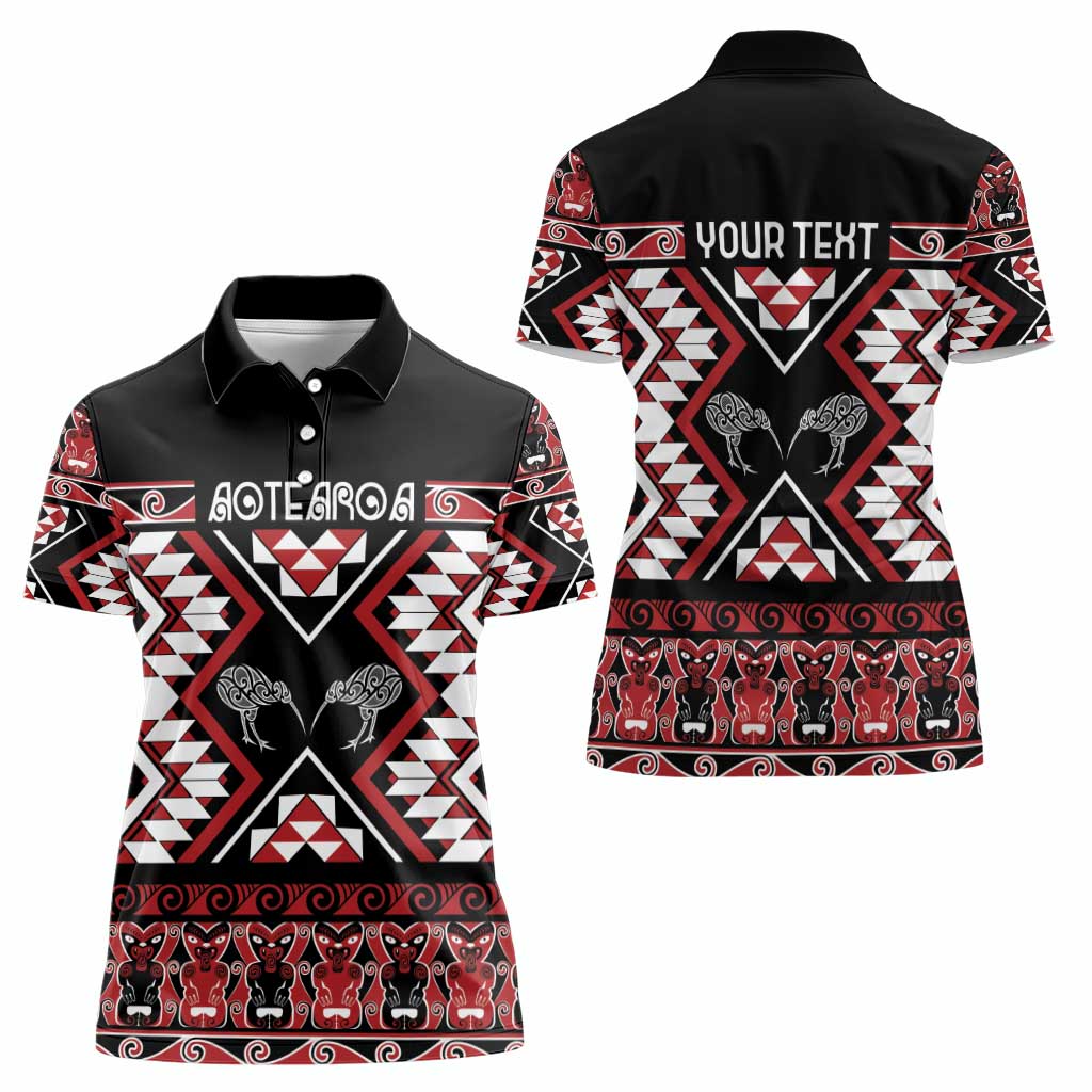Personalised Taniko Motifs Aotearoa Women Polo Shirt Waitangi Kowhaiwhai Kiwi LT7 - Polynesian Pride