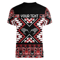 Personalised Taniko Motifs Aotearoa Women V-Neck T-Shirt Waitangi Kowhaiwhai Kiwi LT7 - Polynesian Pride
