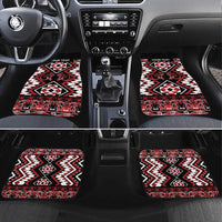 Personalised Aotearoa Waitangi Car Mats Taniko Motifs - Mania Gecko LT7 Set 4pcs Red - Polynesian Pride