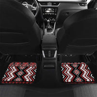 Personalised Aotearoa Waitangi Car Mats Taniko Motifs - Mania Gecko LT7 Set 2pcs - Back Red - Polynesian Pride