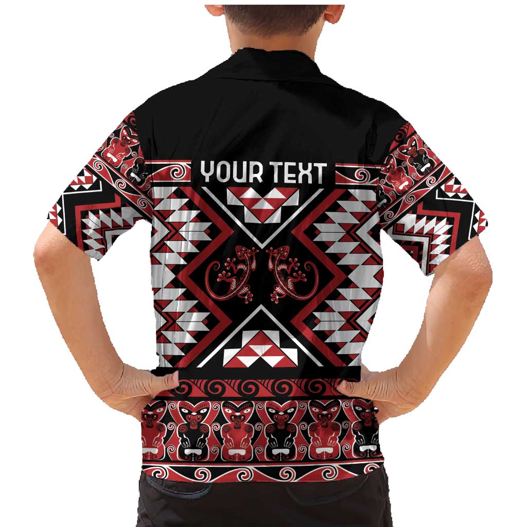Personalised Aotearoa Waitangi Family Matching Mermaid Dress and Hawaiian Shirt Taniko Motifs - Mania Gecko LT7 - Polynesian Pride