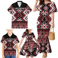 Personalised Aotearoa Waitangi Family Matching Mermaid Dress and Hawaiian Shirt Taniko Motifs - Mania Gecko LT7 - Polynesian Pride