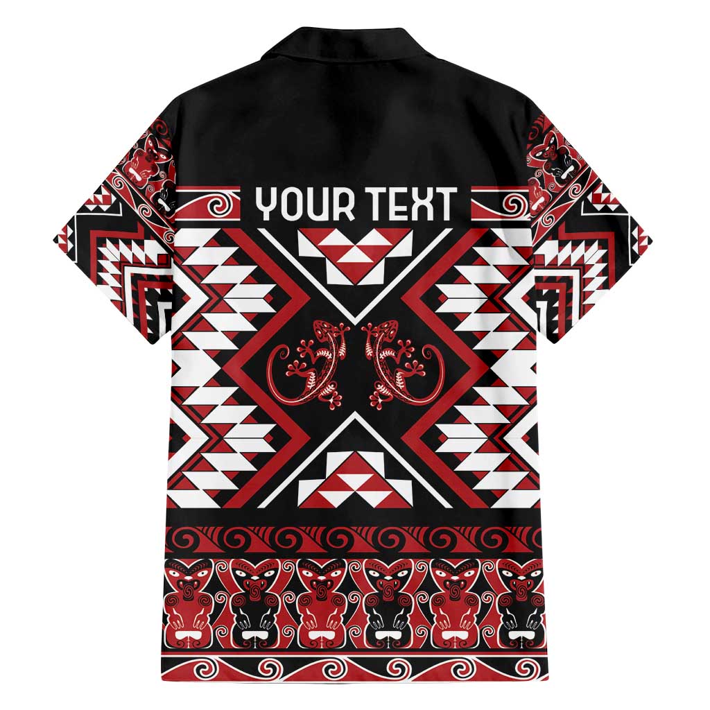Personalised Aotearoa Waitangi Family Matching Off Shoulder Short Dress and Hawaiian Shirt Taniko Motifs - Mania Gecko LT7 - Polynesian Pride