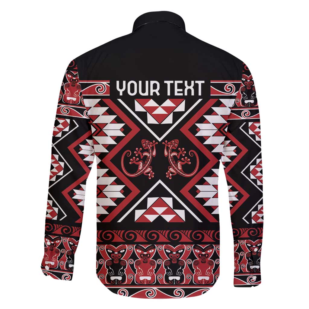 Personalised Aotearoa Waitangi Family Matching Puletasi and Hawaiian Shirt Taniko Motifs - Mania Gecko LT7 - Polynesian Pride