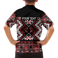 Personalised Aotearoa Waitangi Family Matching Short Sleeve Bodycon Dress and Hawaiian Shirt Taniko Motifs - Mania Gecko LT7 - Polynesian Pride