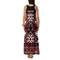 Personalised Aotearoa Waitangi Family Matching Tank Maxi Dress and Hawaiian Shirt Taniko Motifs - Mania Gecko LT7 - Polynesian Pride